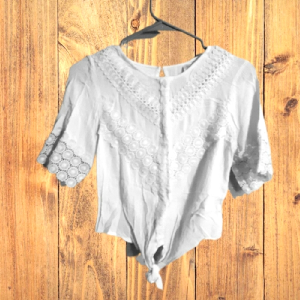 No Boundaries XS Shirt, white, short sleeve